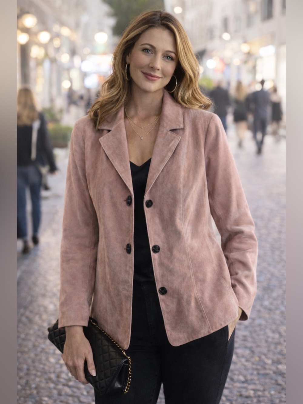 Guillaume Pink Leather Jacket Leopard Lining Tailored Blazer Size M